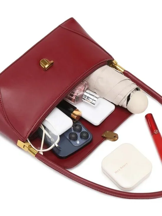 Women's Red Vintage Handbag Retro Classic Small Purse Hobo Shoulder Bags - Picture 6 of 6